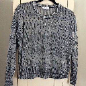 Parker black, white and grey sheer knit top